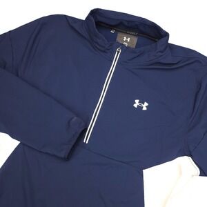 Under Armour Golf Jacket Mens 2XL Blue White 1/2 Zip Windbreaker Pullover